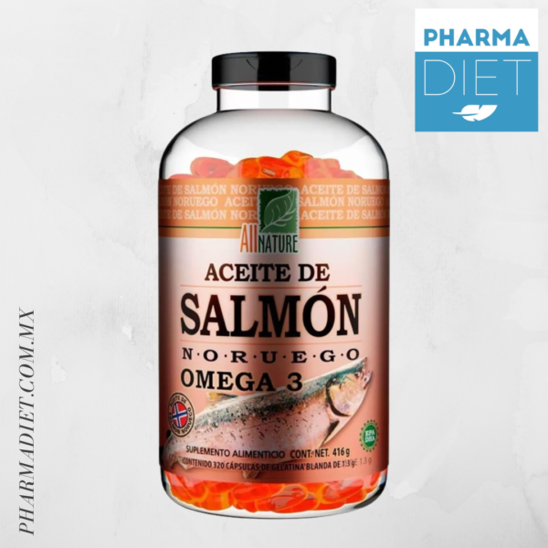 All Nature Aceite De Salmón Noruego Omega 3 Con 320 Cápsulas